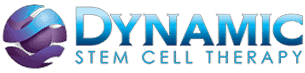 Logo for Dynamic Stem Cell Therapy featuring a stylized purple and blue sphere next to the text "DYNAMIC STEM CELL THERAPY" on a black background.